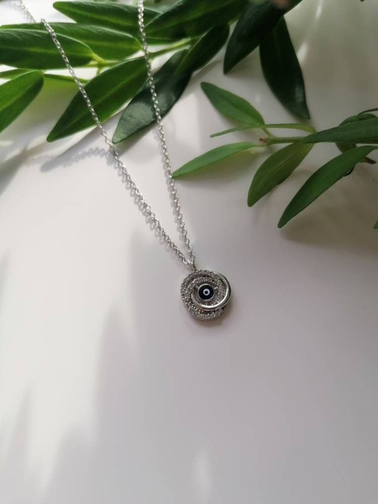 Rose Swirl Evil Eye Necklace
