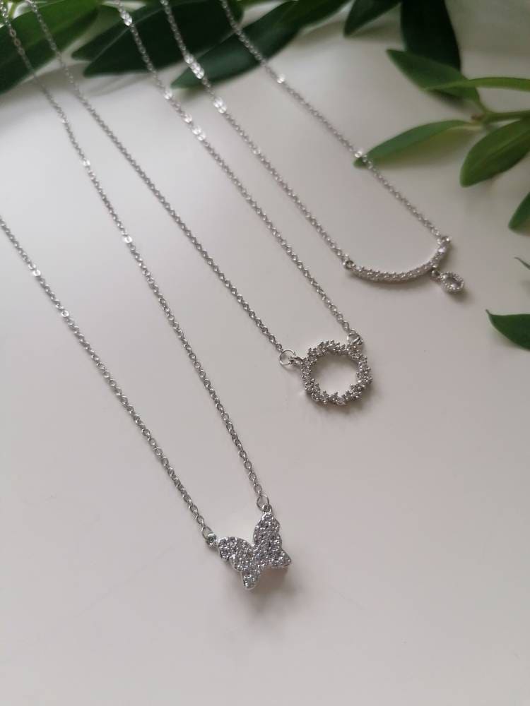 Charm Necklace with Cubic Zirconia Stones