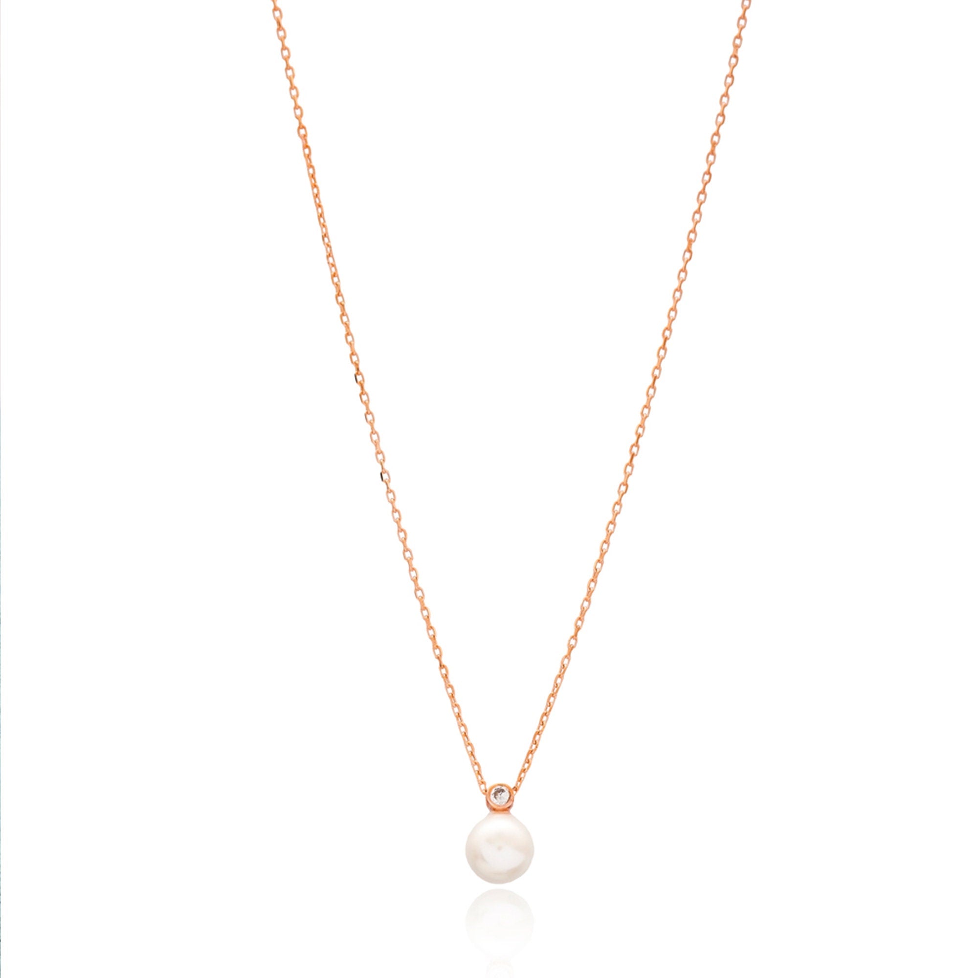 Dainty Ball Necklace with Cubic Zirconia Stone - 925 Sterling Silver