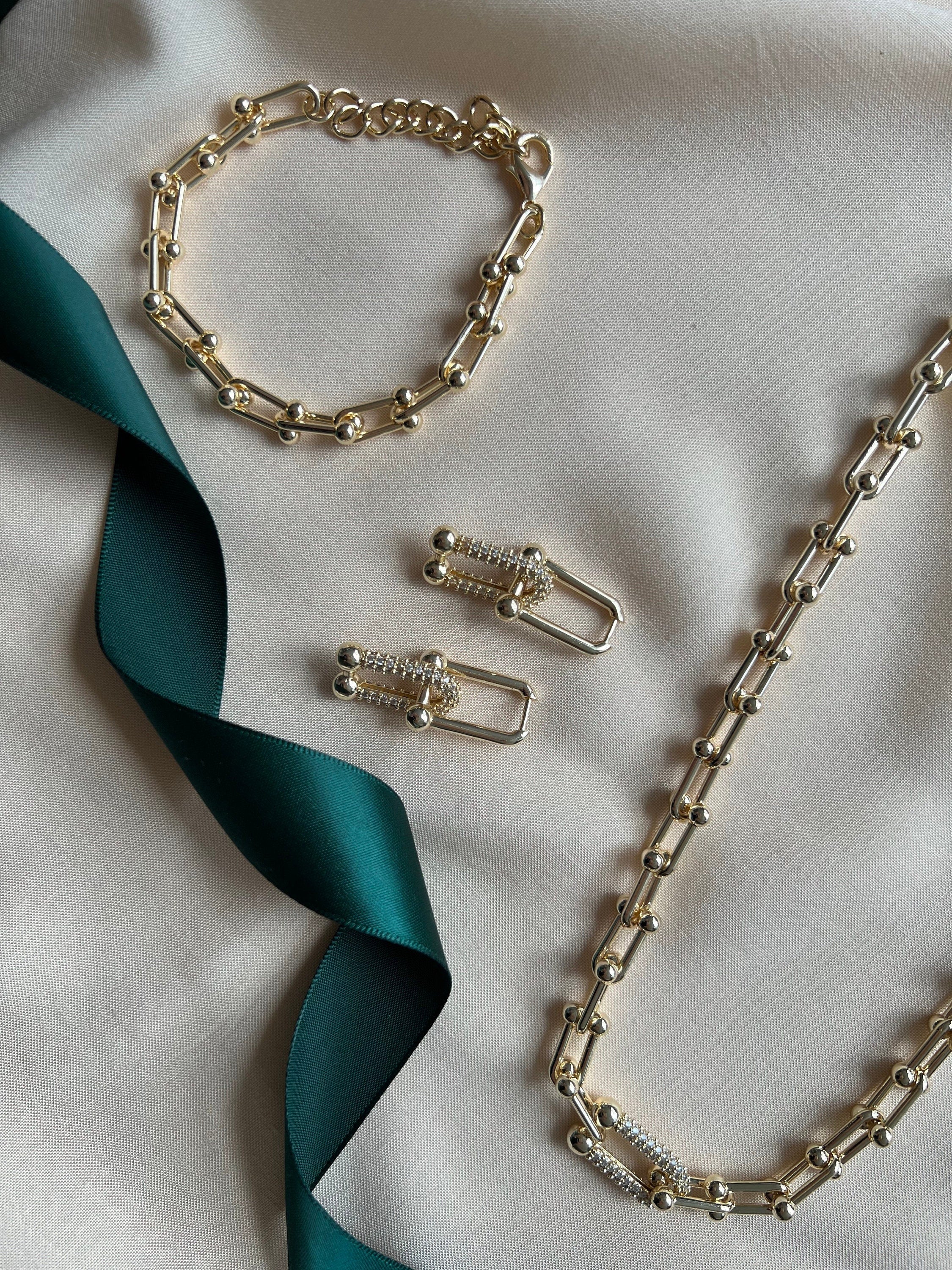 Ball & Chain U Link Earrings, Bracelet or Necklace - HardWear Inspired