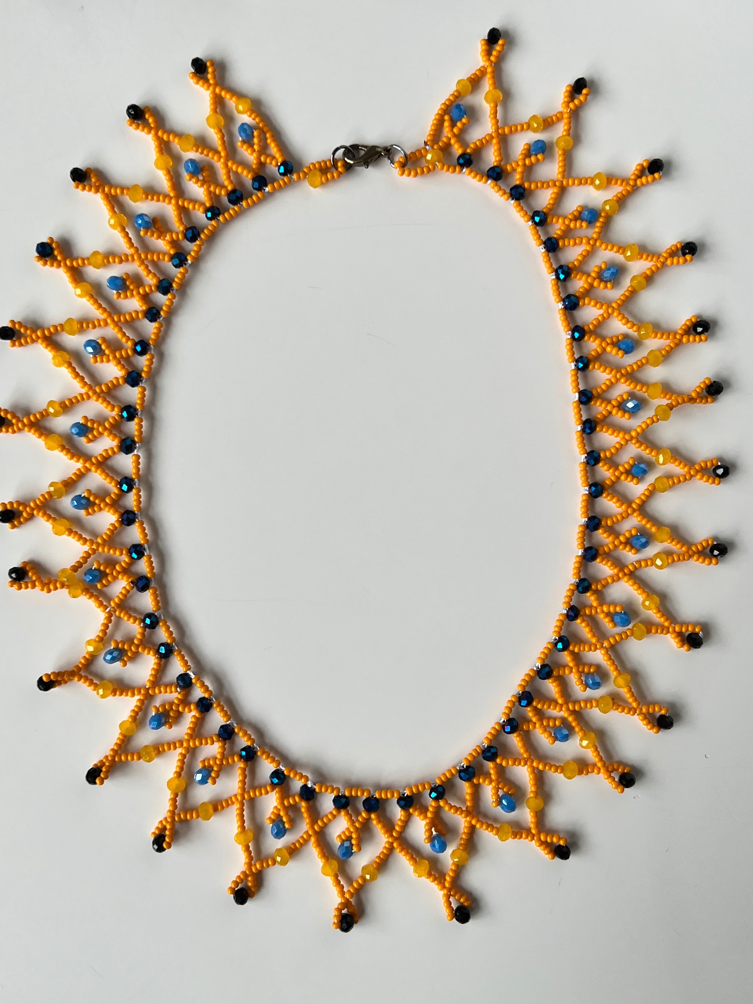 Orange Beaded Handmade Statement Necklace