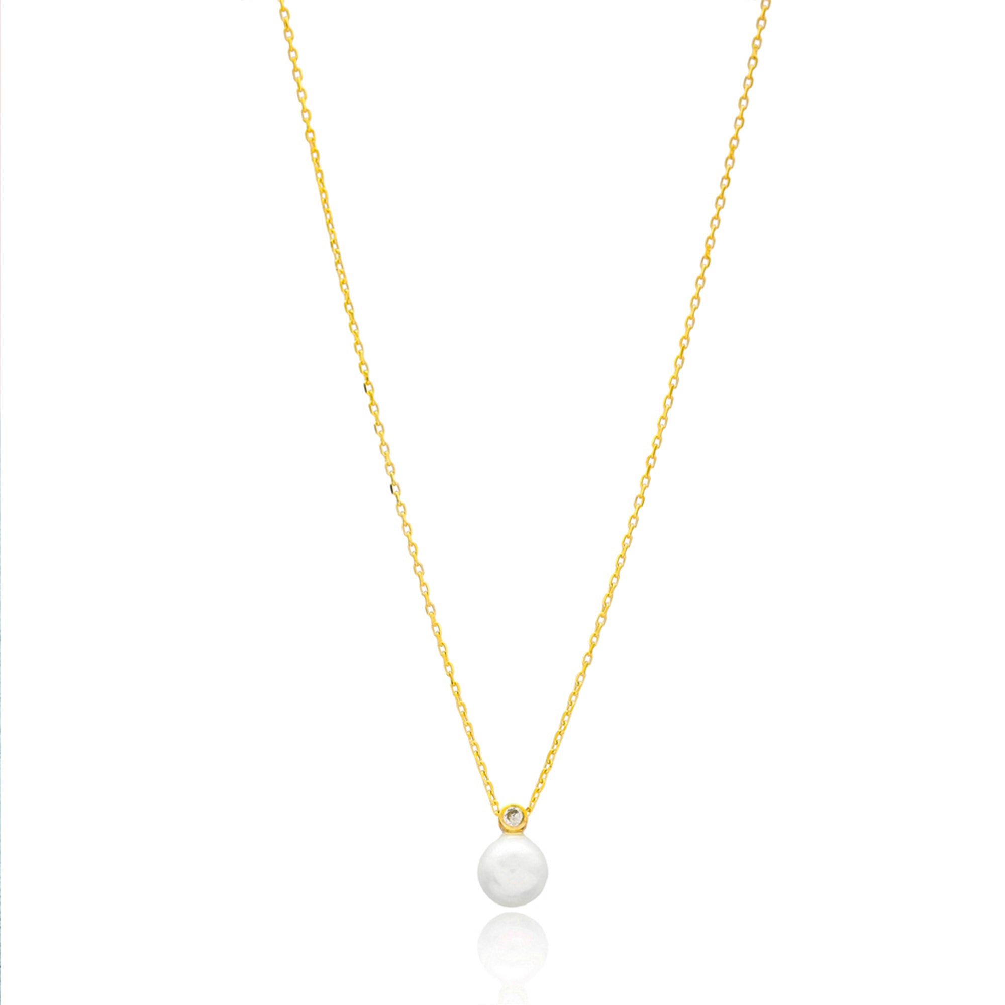 Dainty Ball Necklace with Cubic Zirconia Stone - 925 Sterling Silver