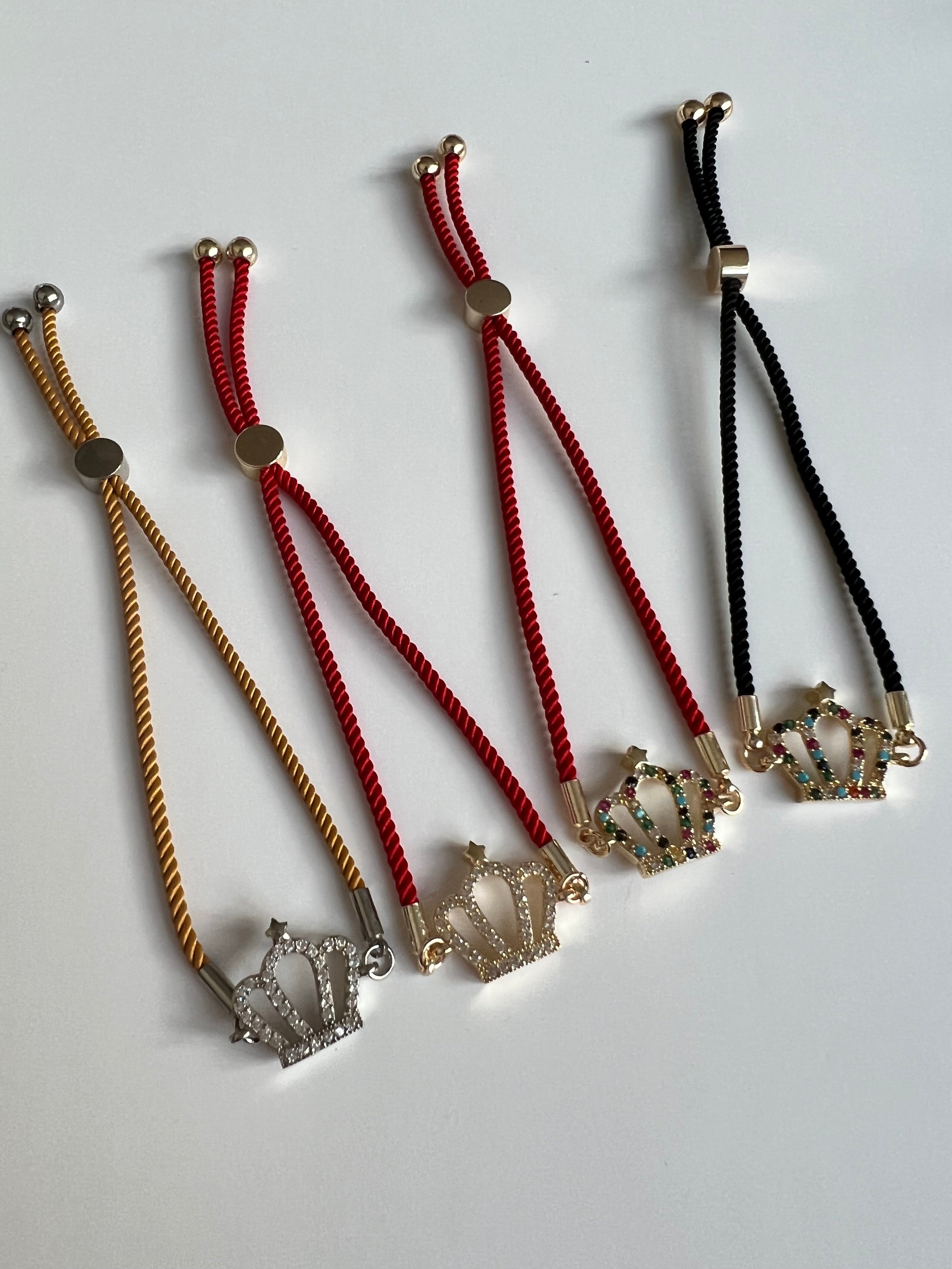 Crown Charm Slider Bracelet