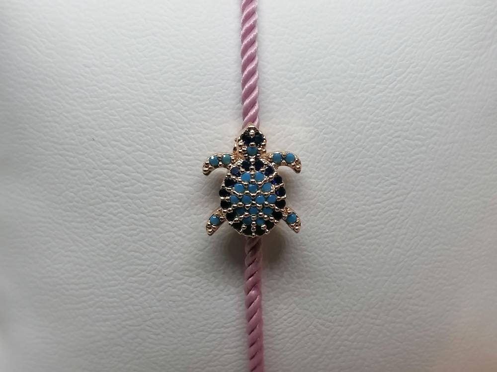 Turtle Charm Macrame Bracelet