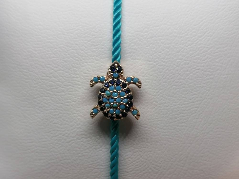 Turtle Charm Macrame Bracelet