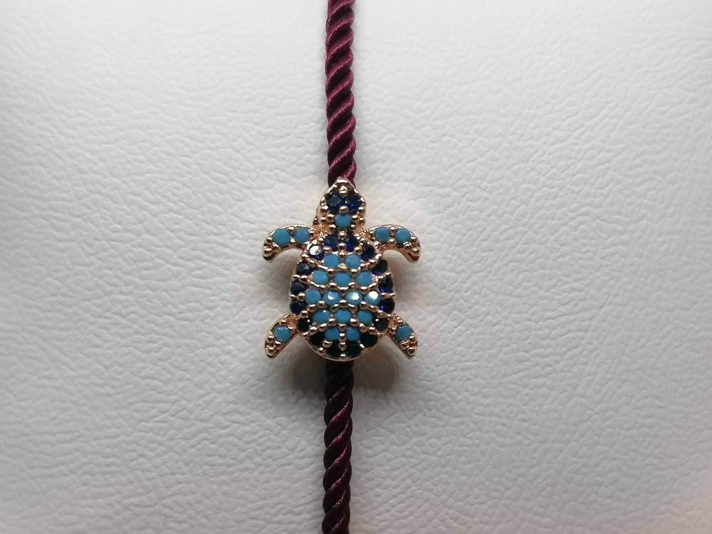 Turtle Charm Macrame Bracelet