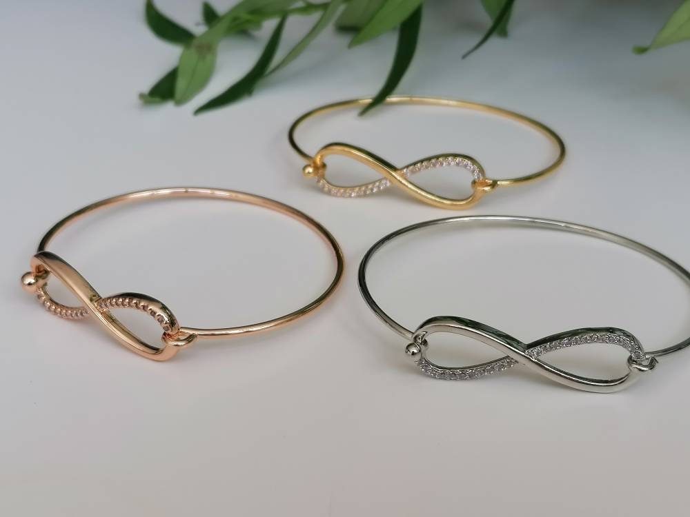 Infinity Bangle with Cubic Zirconia Stones