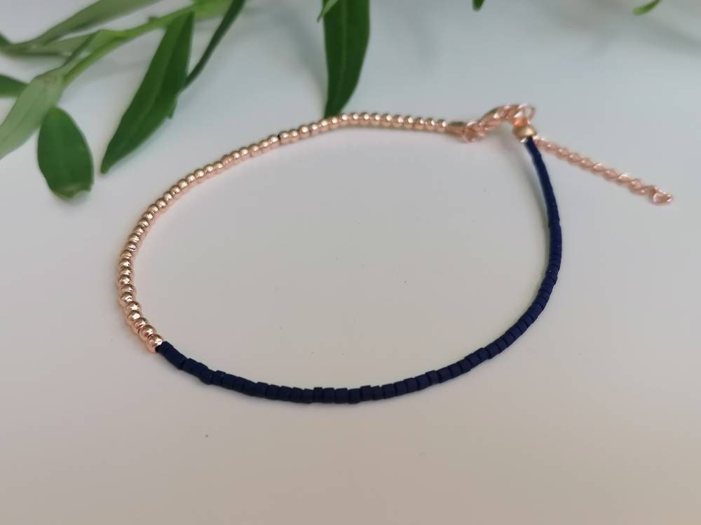 Simple Elegant Beaded Anklet / Summer Jewellery / Anklet Accessories / Rose Gold