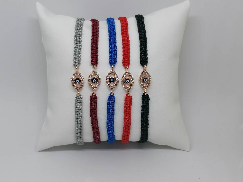 Mini Evil Eye Macrame Bracelets