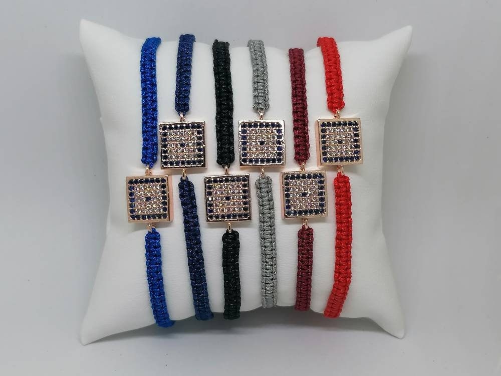 Square Evil Eye Nazar Macrame Bracelet