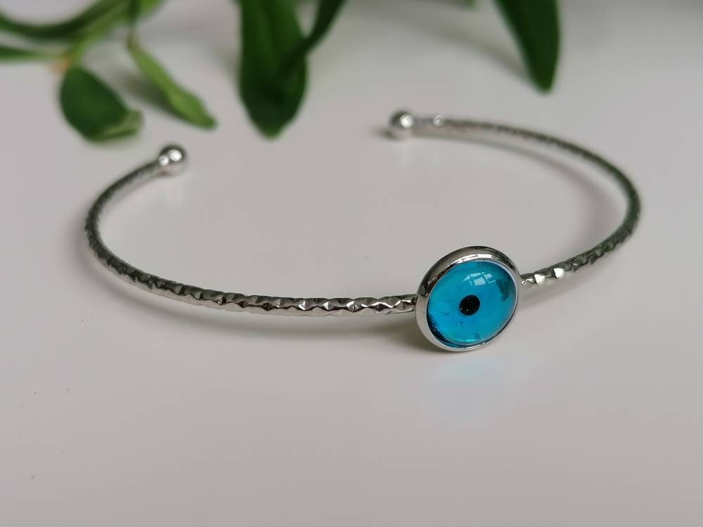 Evil Eye Resin Charm Bangle