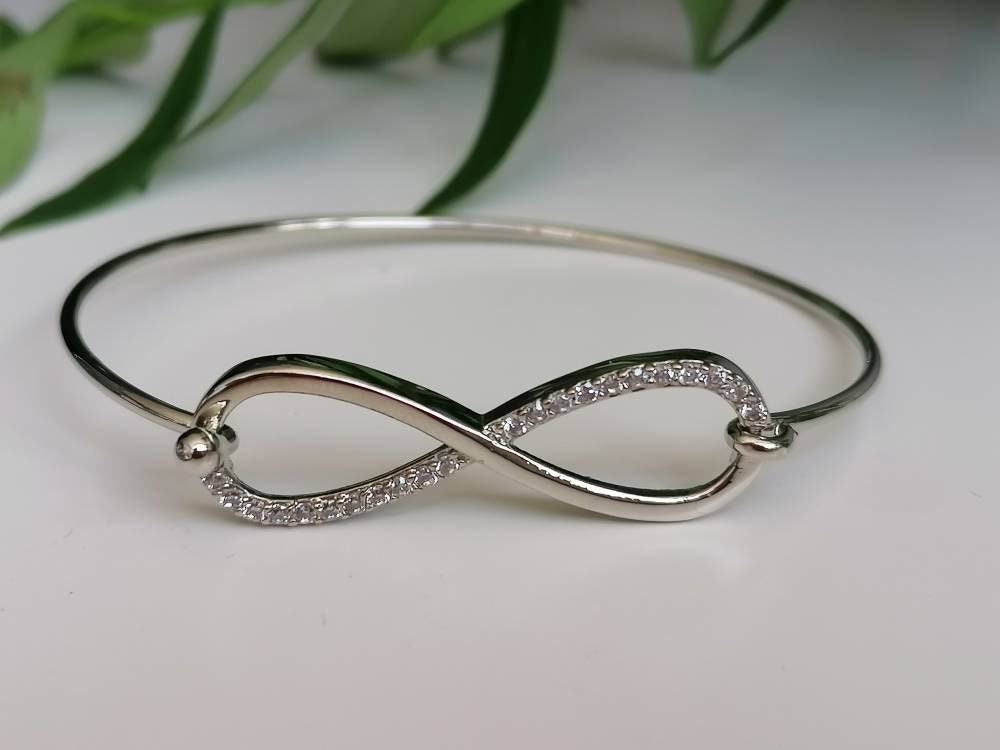 Infinity Bangle with Cubic Zirconia Stones
