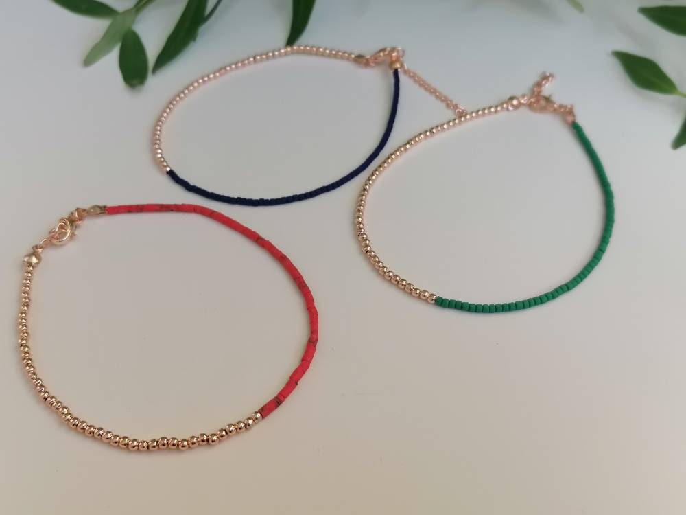 Simple Elegant Beaded Anklet / Summer Jewellery / Anklet Accessories / Rose Gold