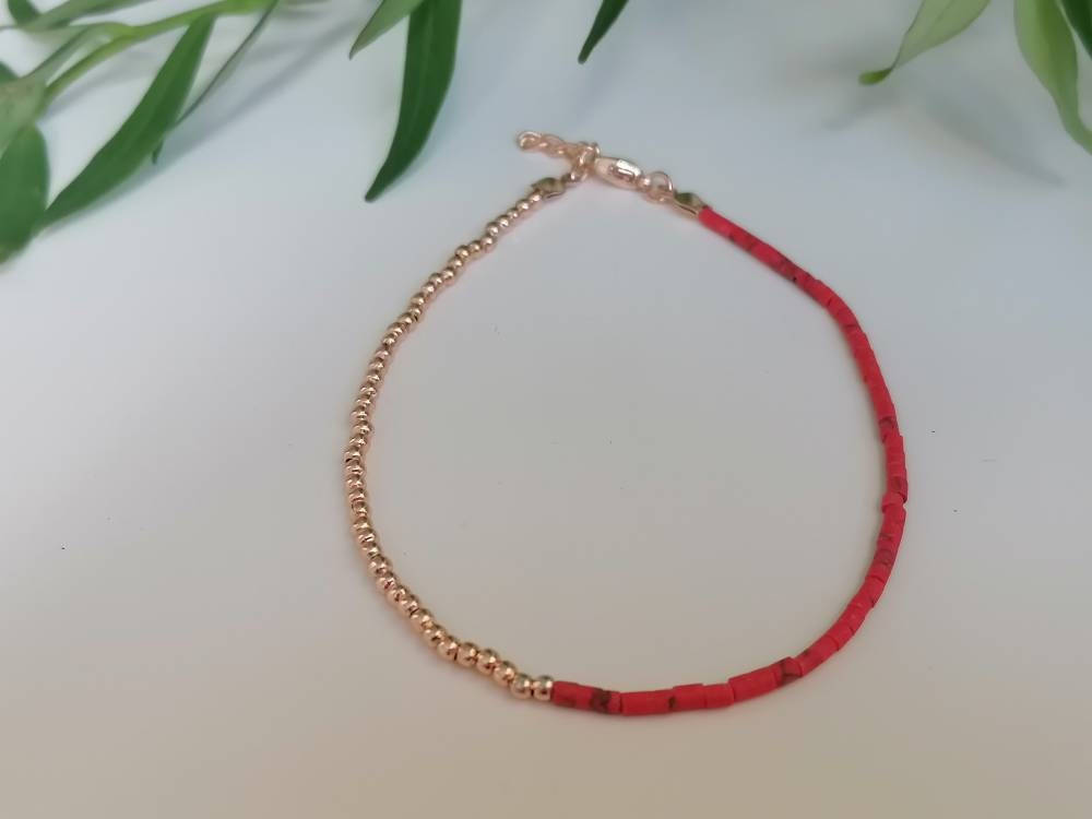 Simple Elegant Beaded Anklet / Summer Jewellery / Anklet Accessories / Rose Gold