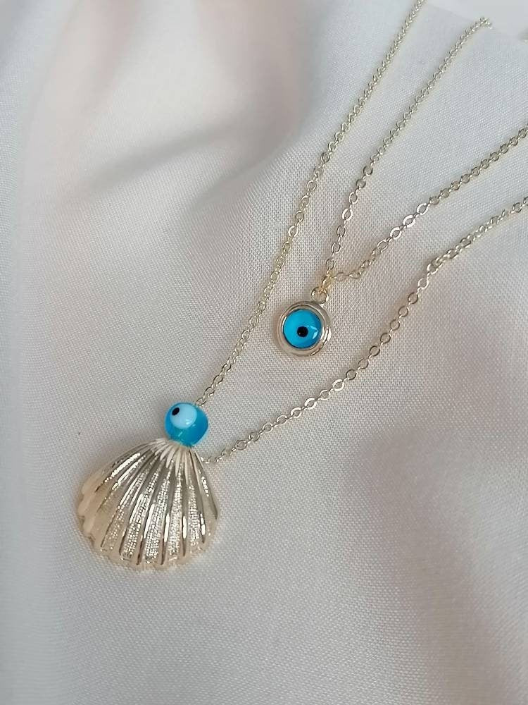 Shell & Evil Eye Necklace