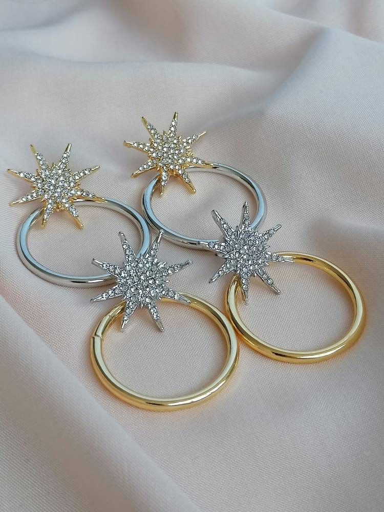 Star and Hoop Drop Earrings