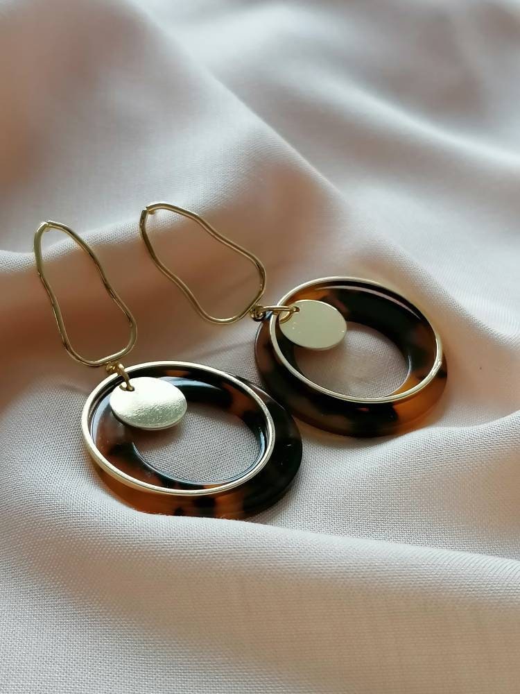 Gold & Leopard Drop Dangle Earrings