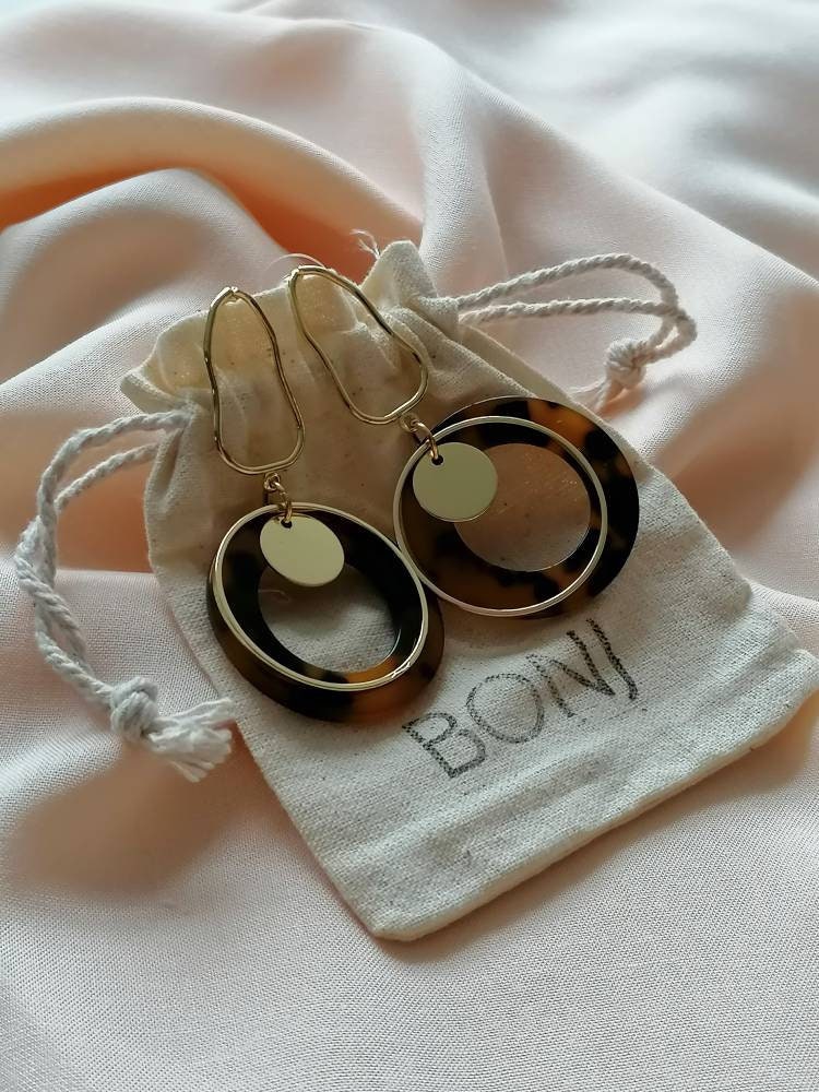 Gold & Leopard Drop Dangle Earrings