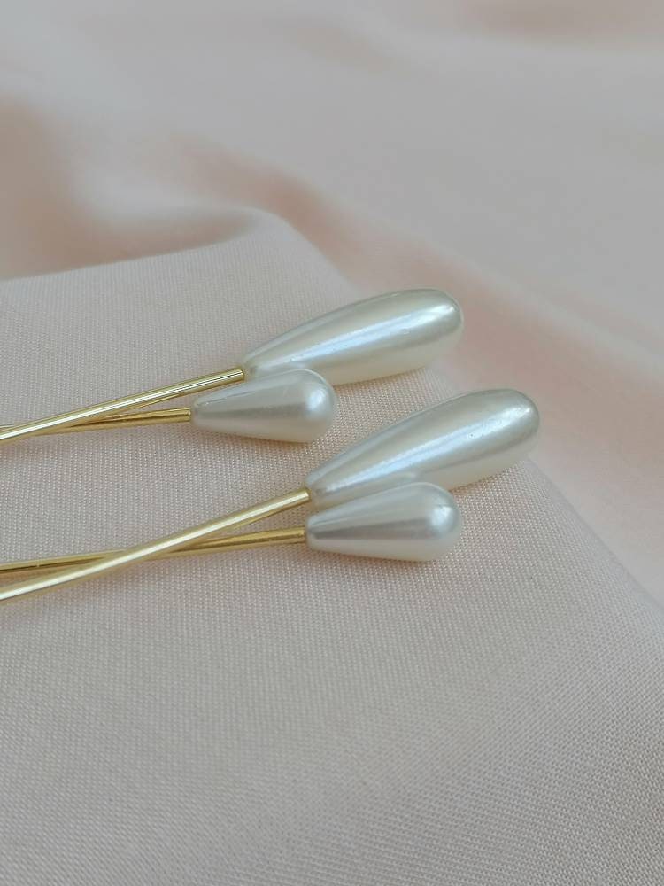 Large Statement Gold Pearl Dangle Earrings / Faux Pearl Long Crossover Drop Earrings