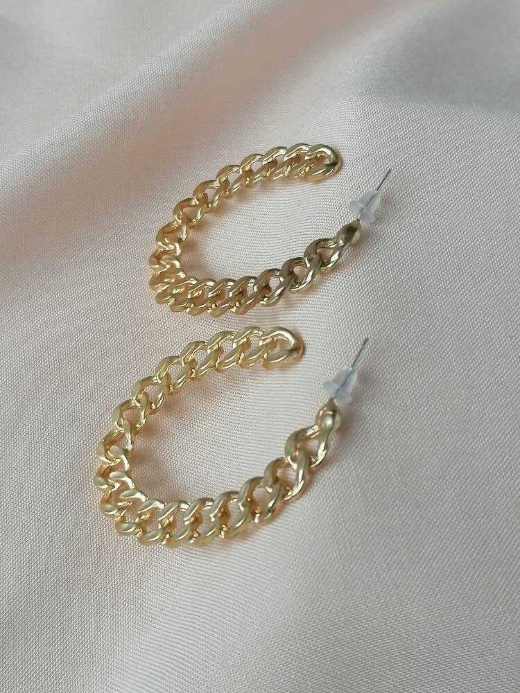 Curb Chain Hoop Earrings