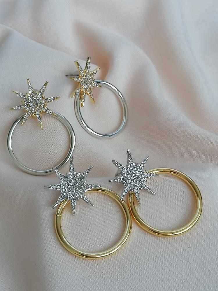 Star and Hoop Drop Earrings