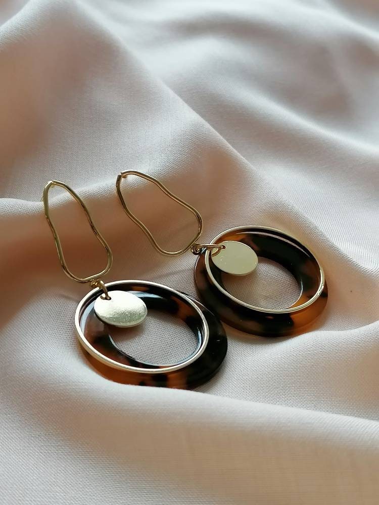 Gold & Leopard Drop Dangle Earrings