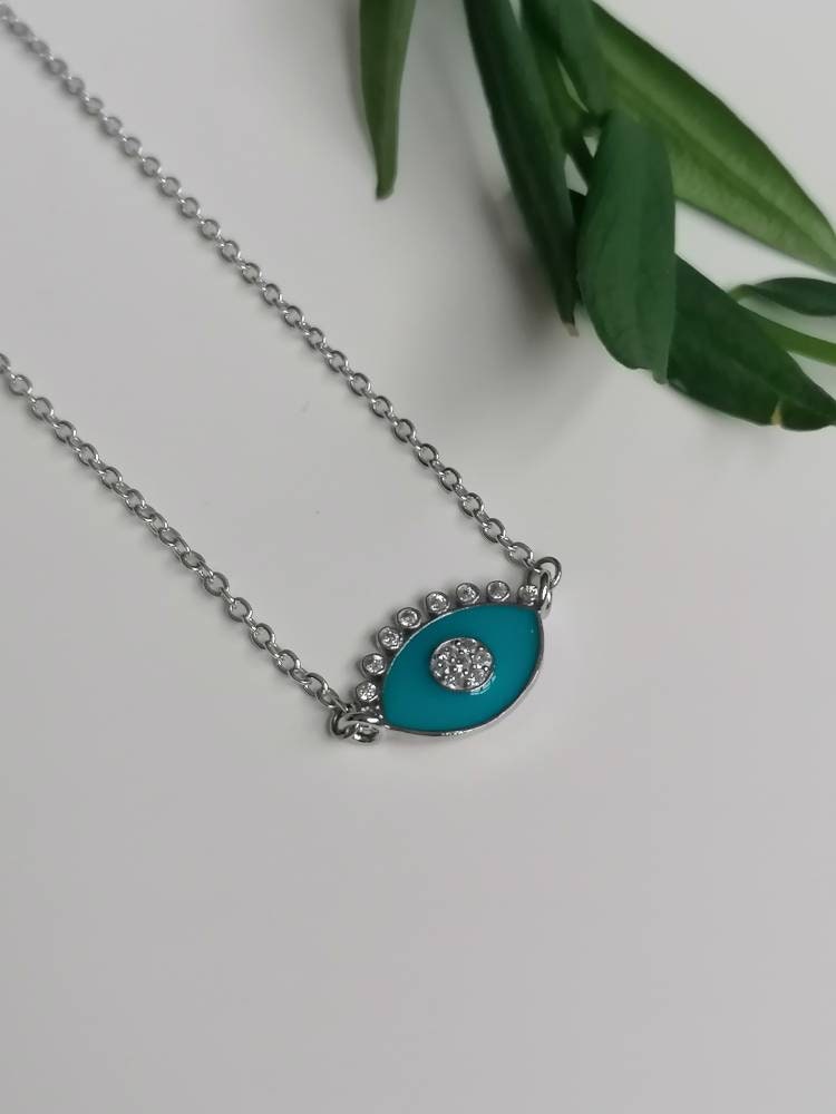 Enamel Evil Eye Necklace