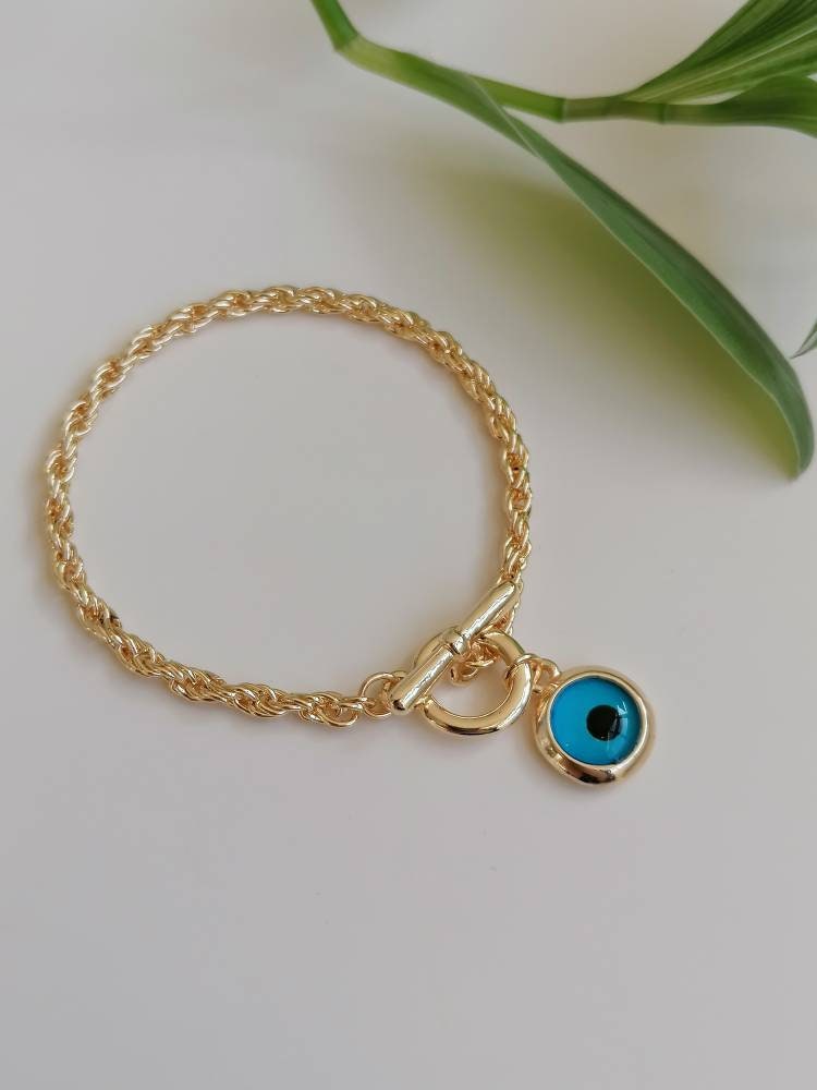 Gold Chain Evil Eye Bracelet