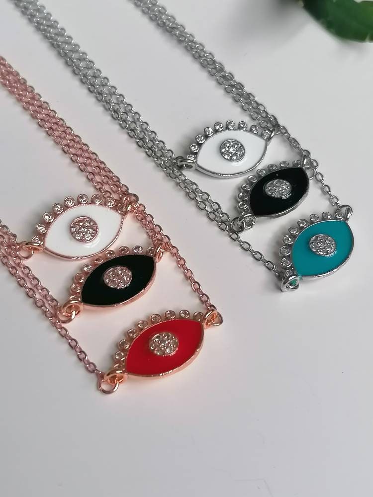 Enamel Evil Eye Necklace