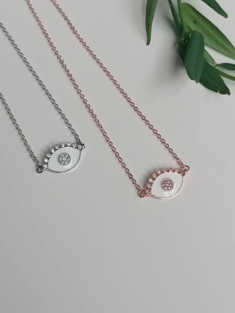 Enamel Evil Eye Necklace