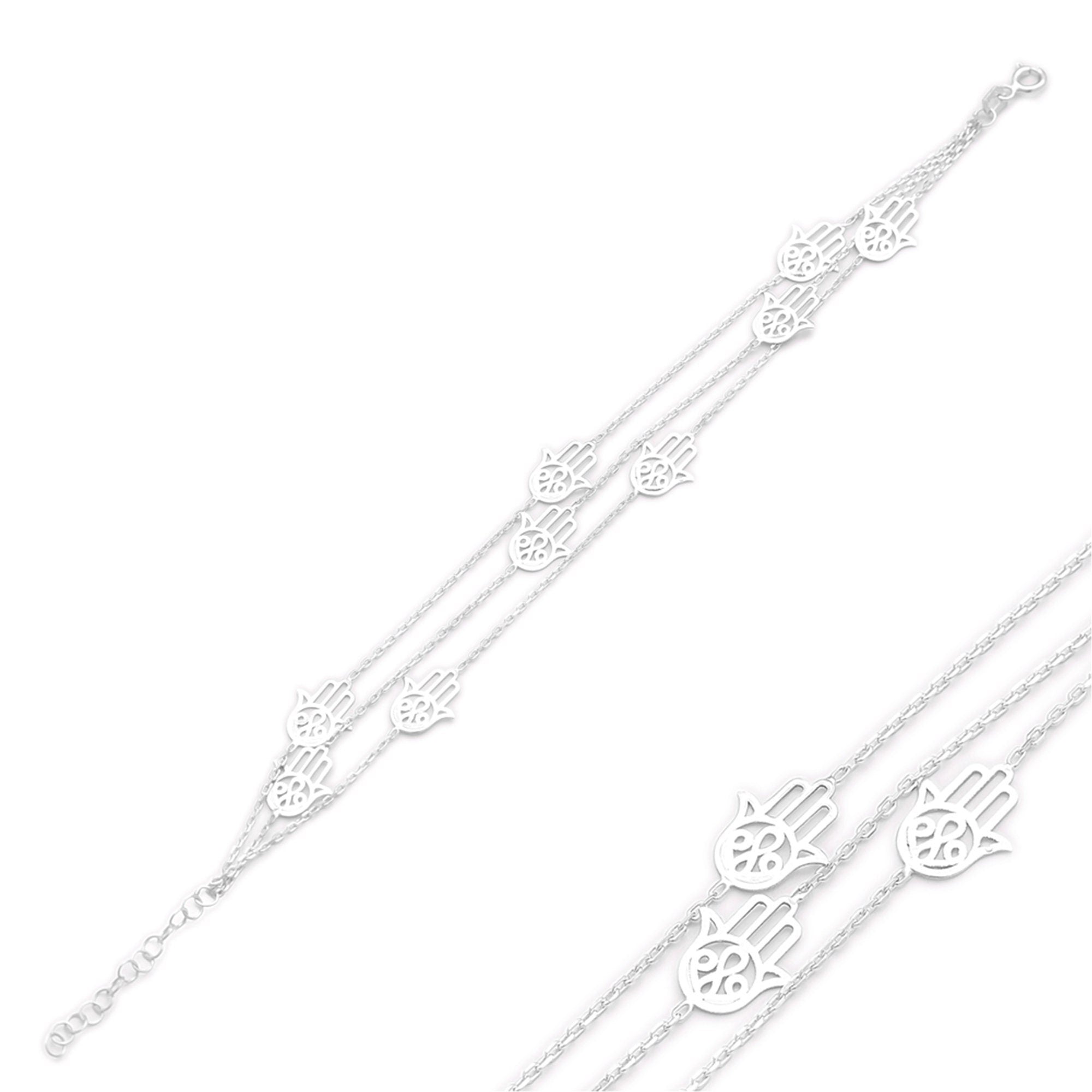 Hamsa Hand Layered 925 Sterling Silver Bracelet