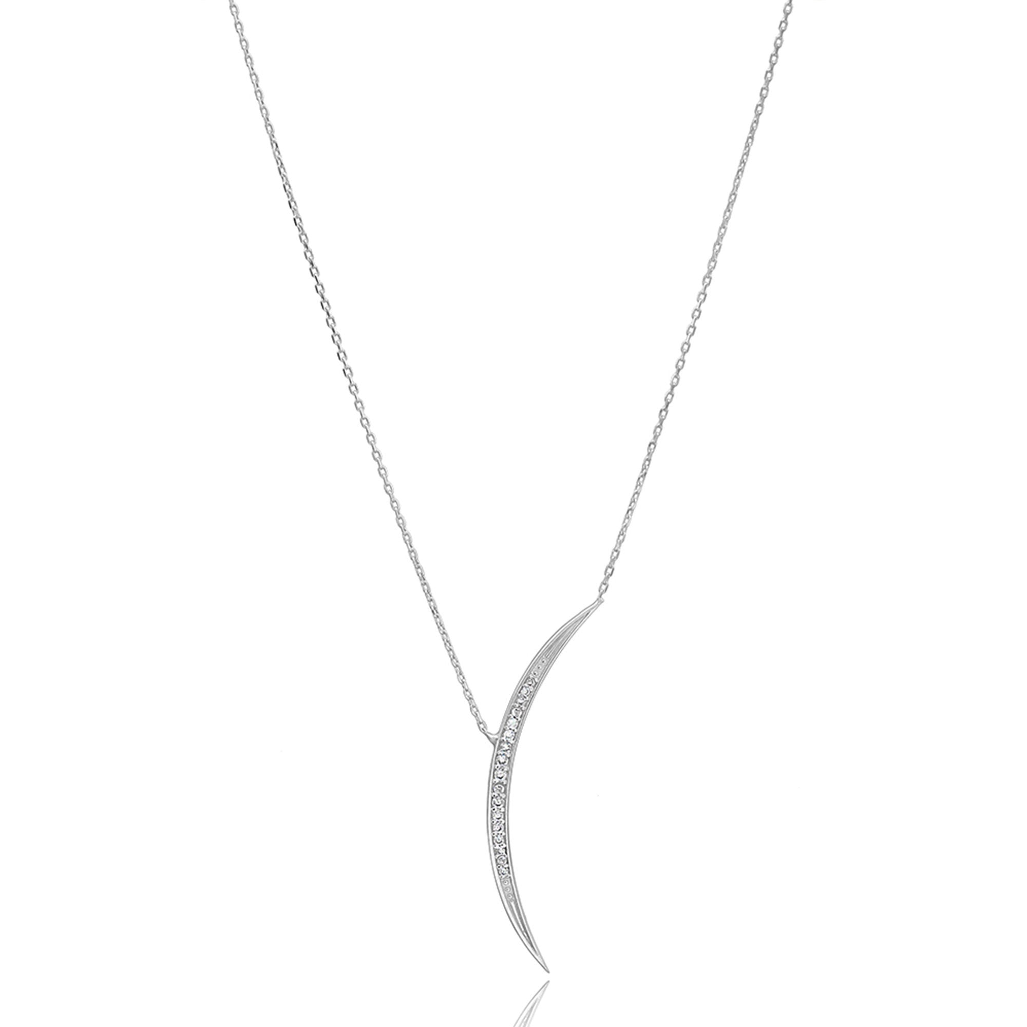 Elegant Dainty Skinny Moon Necklace - 925 Sterling Silver