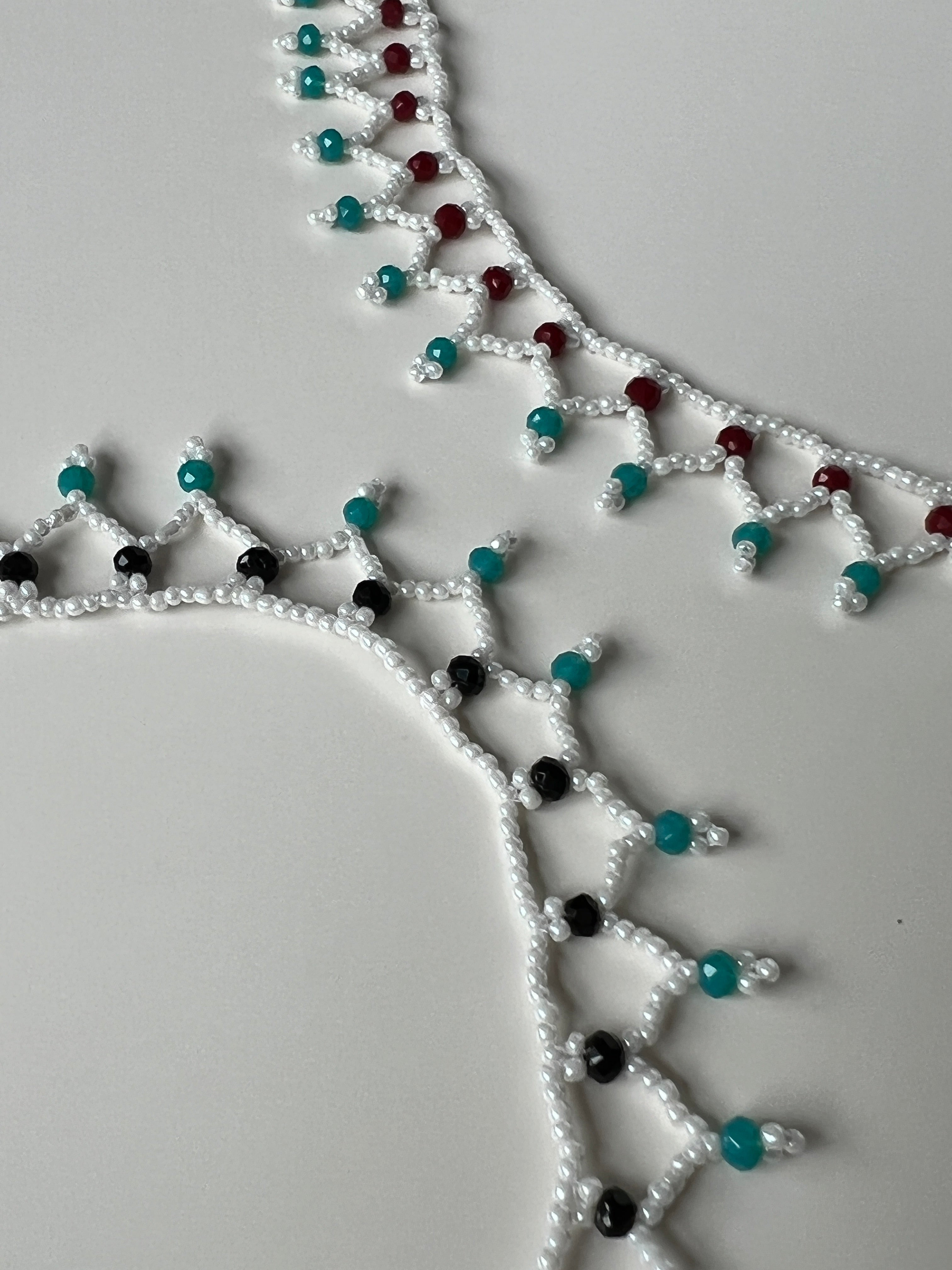 White Beaded Handmade Statement Necklace