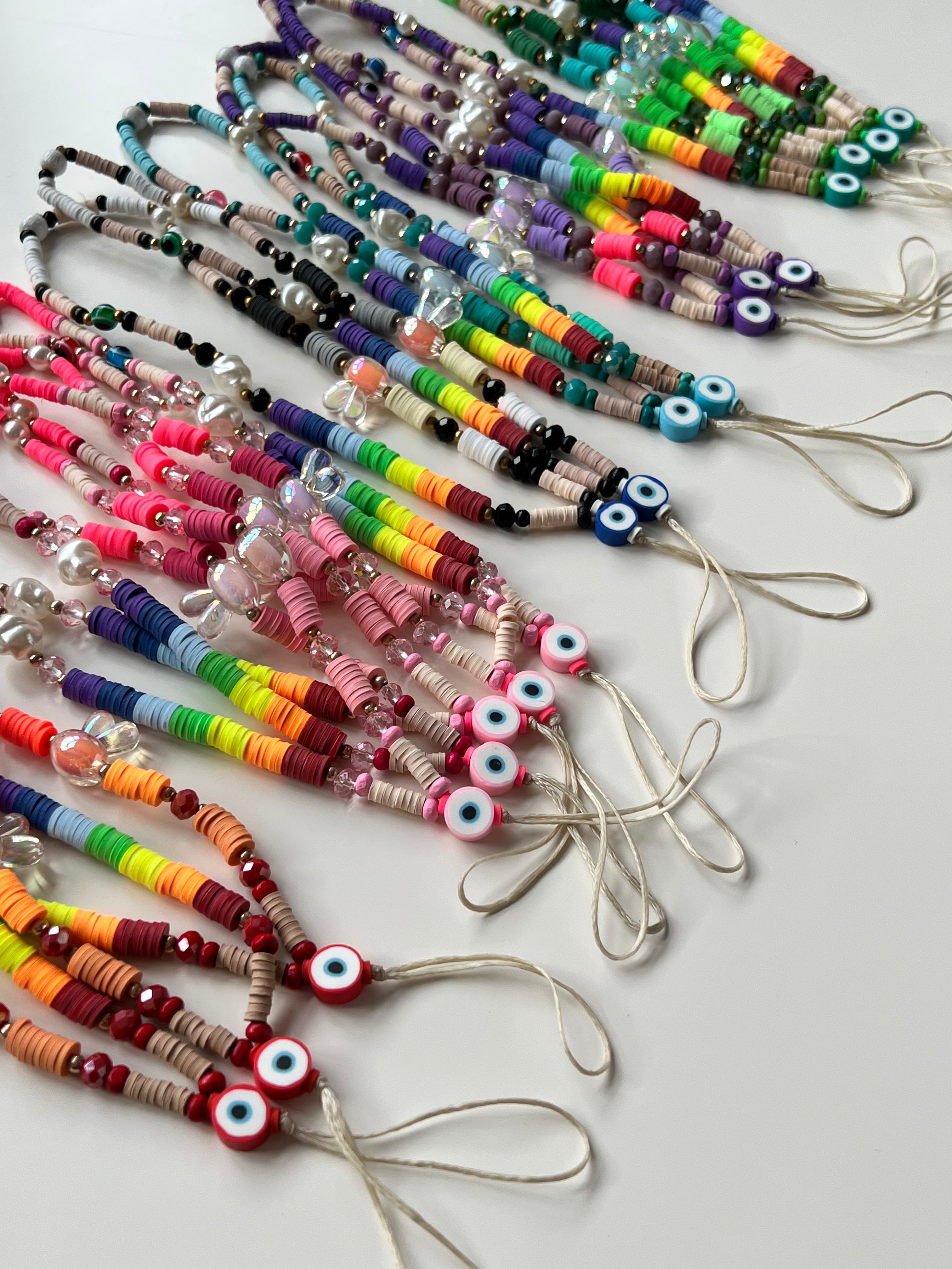 Multicoloured Phone Strap With Evil Eye Charm