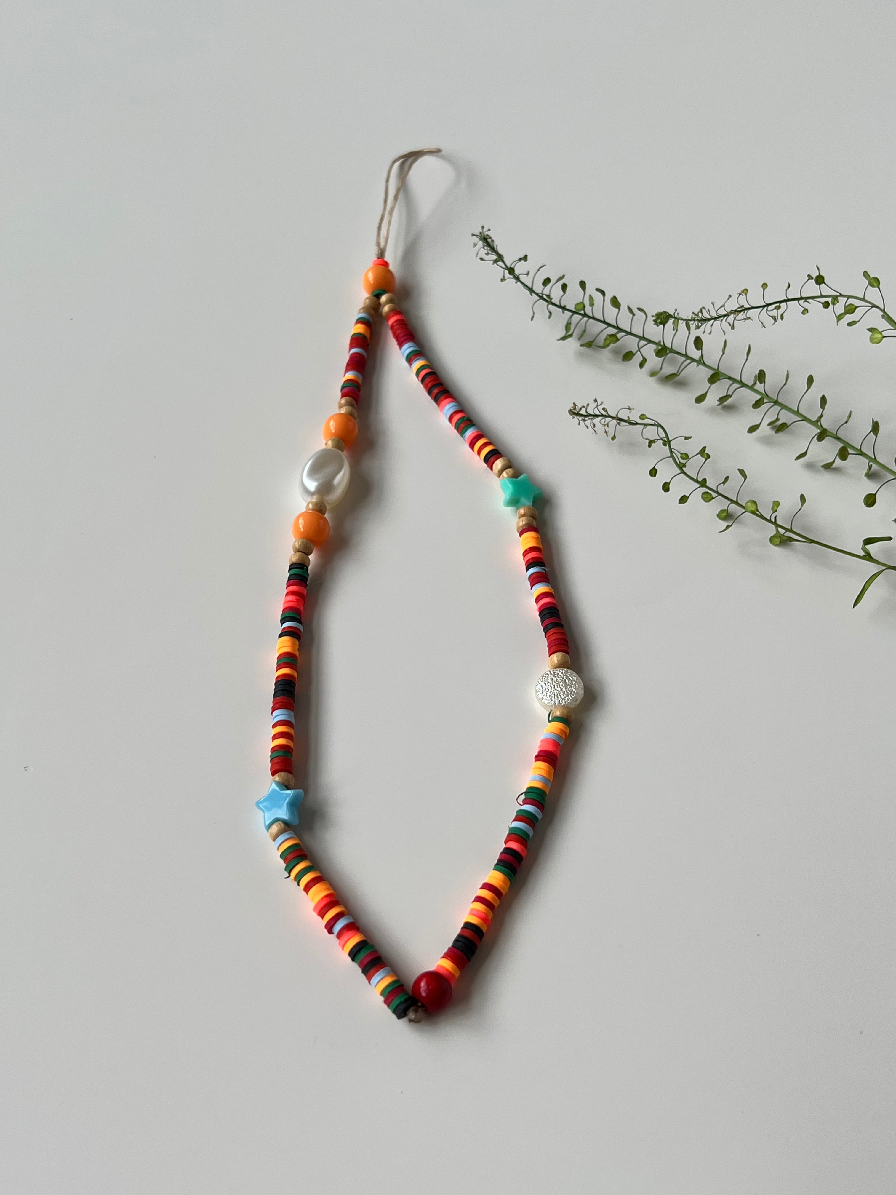 Beaded Phone Charm Strap in Orange or Pink