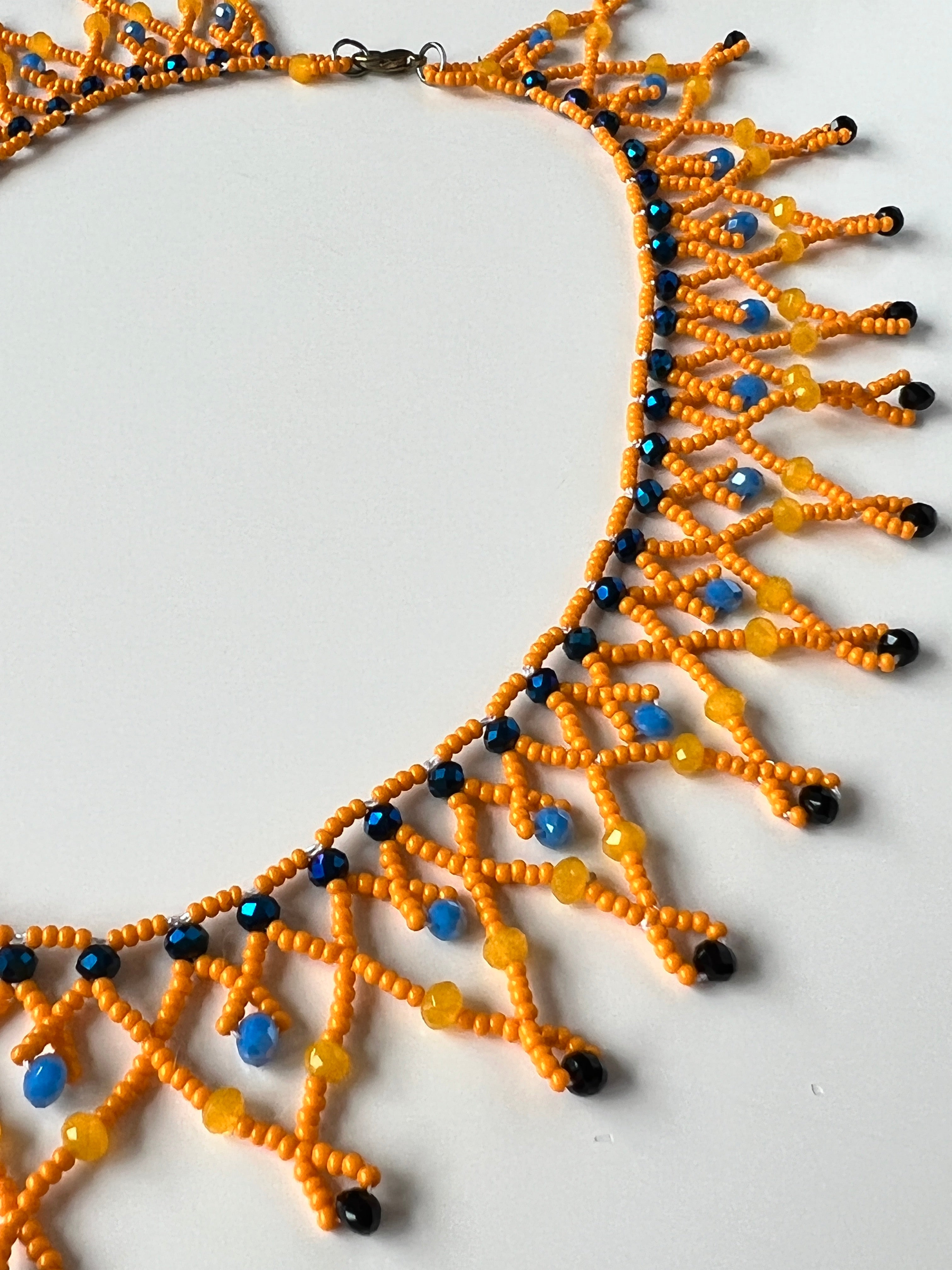 Orange Beaded Handmade Statement Necklace