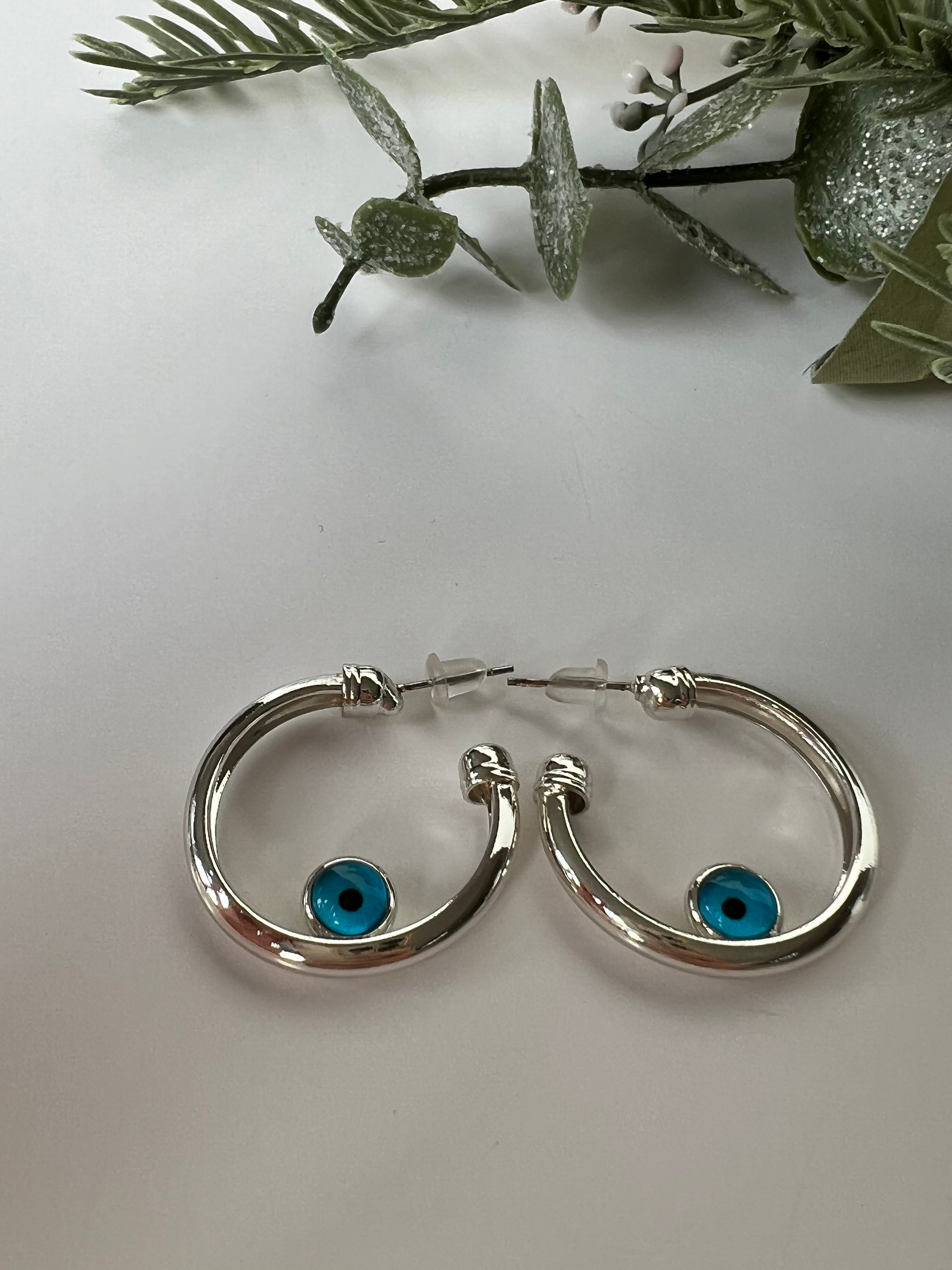 Hoop Earrings with Evil Eye